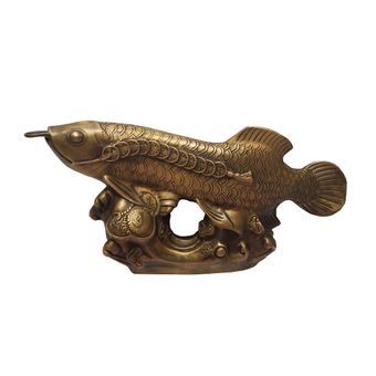 مجسمه برنزی مدل ماهی آروانا طرح سکه بر دهان کد 2CHNA
