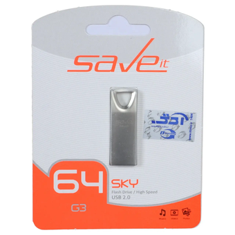 فلش مموری Save it USB2.0 مدل SKY ظرفیت 64GB - نقره ای (گارانتی مادام العمر آی تین)