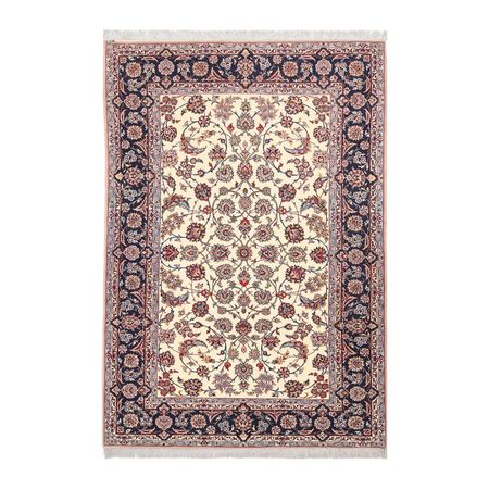 فرش ماشینی زانیس مدل سنتی طرح کاشان زمینه کرم