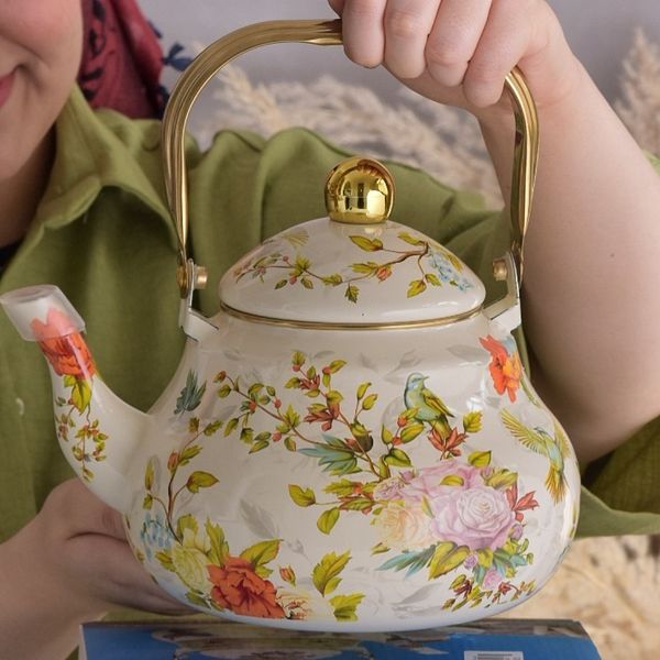 کتری لعابی طرح گنجشک