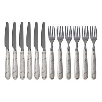 ست کارد و چنگال میوه خوری 12 پارچه طرح ماربل