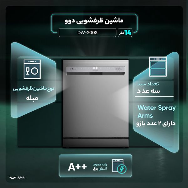ماشین ظرفشویی 14 نفره دوو مدل DW-200S
