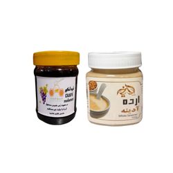 شیره انگور سنتی شهر طبیعت - 500 گرم و همراه ارده کنجد آدینه 400 گرم مجموعه 2 عددی