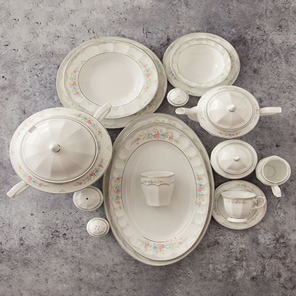 سرویس غذاخوری 103 پارچه چینی زرین ایران مدل گلاریس سری نئوکلاسیک درجه یک