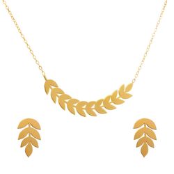 نیم ست طلا 18 عیار زنانه مدل برگ گندمی