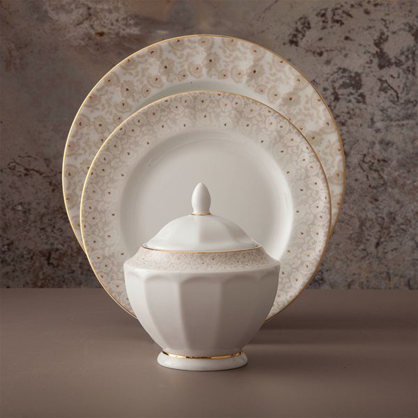  سرویس غذاخوری 29 پارچه چینی زرین ایران مدل نئوکلاسیک کاررا گلد درجه عالی