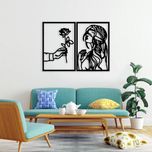 استیکر دیواری طرح گل و زن مجموعه 2 عددی