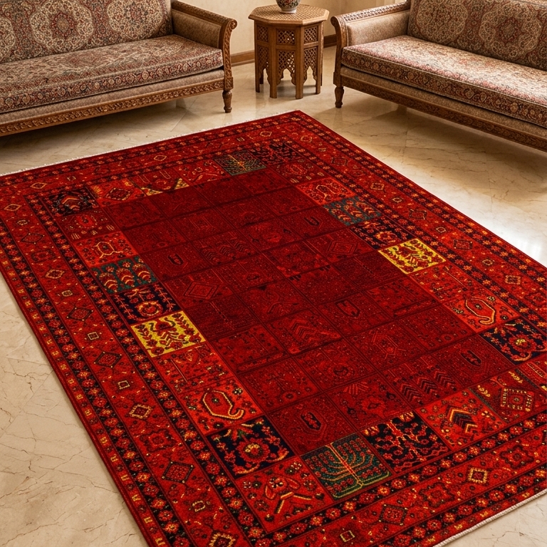 فرش نقش کهن کلکسیون هرمس کد 6054 لاکی (ارسال رایگان)