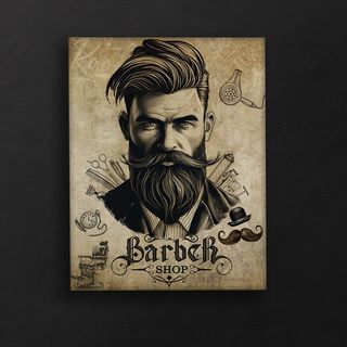 تابلو آرایشگاه مردانه با طراحی وینتج و جذاب