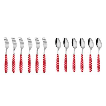 ست قاشق و چنگال 12 پارچه مدل خال خال