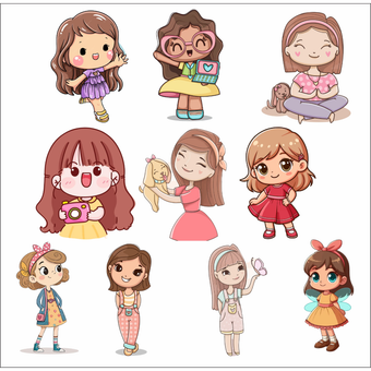 پیکسل چوبی مدل دخترانه مجموعه 10 عددی