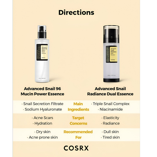 دبل سرم اسنس آبرسان حلزون کوزارکس 80میل | COSRX Advanced Snail Radiance Dual Essence 80ml