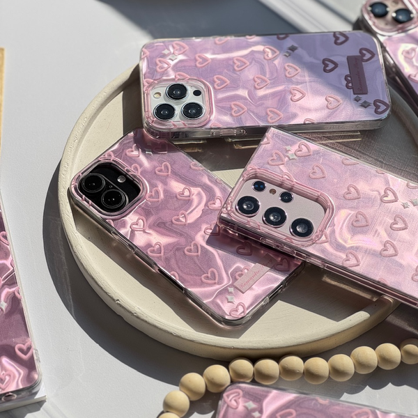 قاب موج صورتی قلبی / آیفون و سامسونگ و شیاومی / (کدC1870)