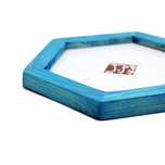 قاب چوبی شش ضلعی آبی همراه با شیشه سایز دو