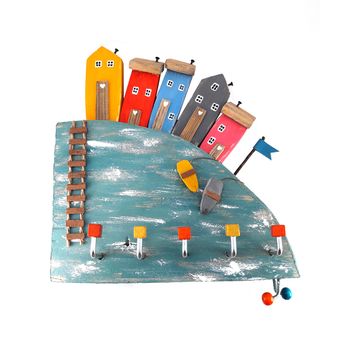 جا کلیدی مدل دیواری طرح خانه های رنگی کد k35