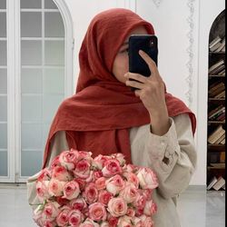 روسری وال نخ آجری