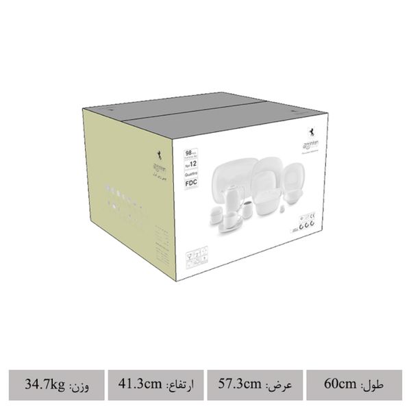 سرویس چینی 98 پارچه کامل چینی زرین ایران سری کواترو مدل فلورانس درجه یک