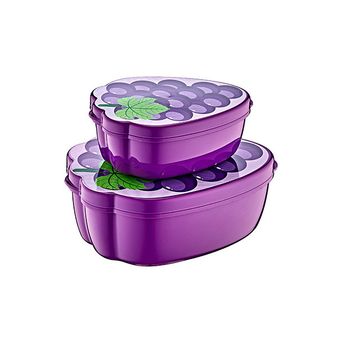 ظرف نگهدارنده هوبی لایف مدل Funny طرح انگور کد 021179 بسته دو عددی