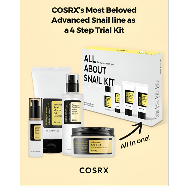 کیت حلزون 4 مرحله‌ای کوزارکس Advanced Snail Mucin Gel Cleanse
