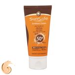 کرم ضد آفتاب رنگی سان سیف، مدل SPF50، مناسب پوست چرب، مختلط و دارای آکنه تنالیته رنگ روشن و حجم 50 میلیلیتر، محافظت کننده در ب