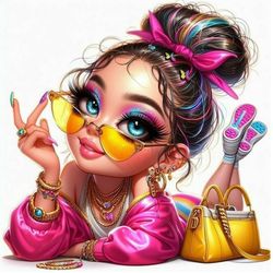 برچسب DTF استیکر حرارتی دختر پیرهن صورتی