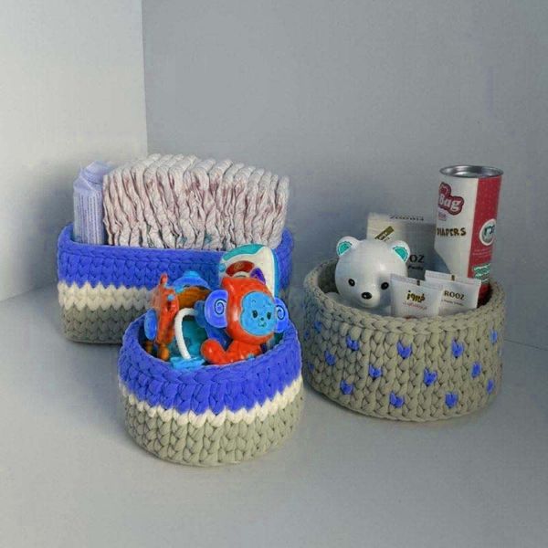 ست سبد وسایل کودک مدل Kids Storage Basket-03 مجموعه 3 عددی