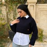 کراپ زنانه آستین بلند دستبافت شاهو مدل Avenora