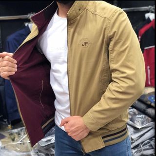 کاپشن کتان دورو خاکی داخل زرشکی