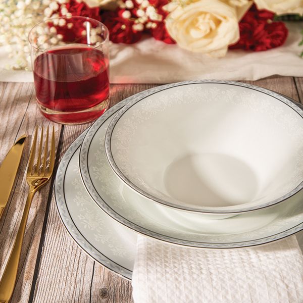 سرویس غذاخوری 35 پارچه چینی زرین ایران سری شهرزاد مدل وایت رز درجه یک