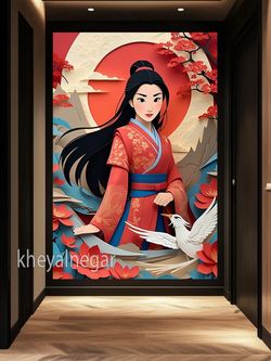 🟣تابلو هنری مدرن/   الهه طبیعت 🌸🌿_ کد B29