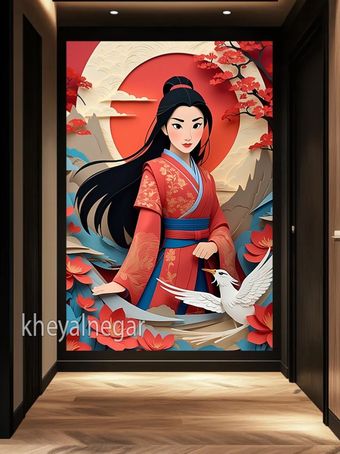 🟣تابلو هنری مدرن/   الهه طبیعت 🌸🌿_ کد B29