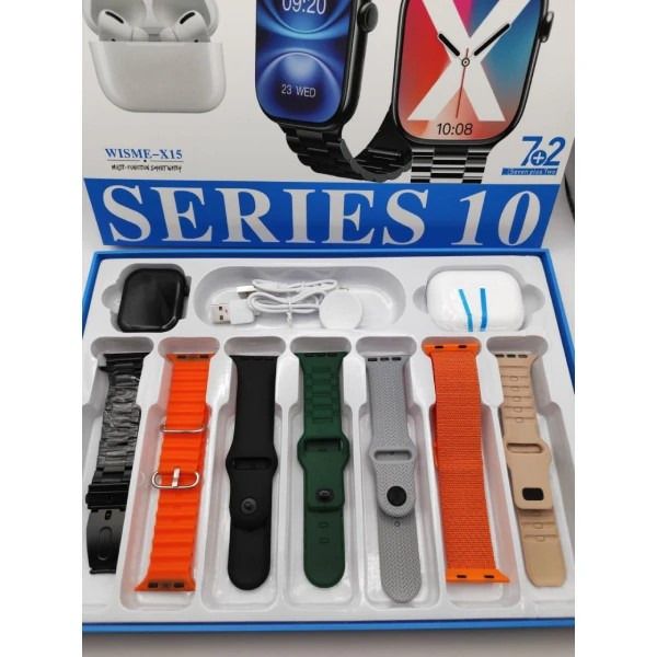 ساعت هوشمند 45میلیمتر wisme-x15 با 7 بند به همراه ایرپاد