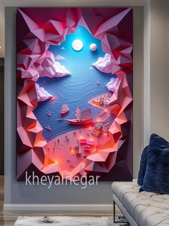 تابلوی هنری 3 بعدی / دنیای ساحلی در کمال شکوه 🌊 _کد B86