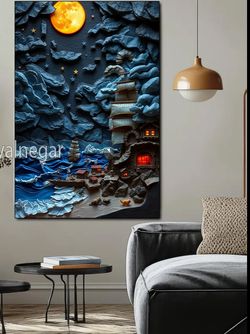 تابلوی 3 بعدی / افسانه‌های دریایی زیر نور ماه🌙 _کد B95