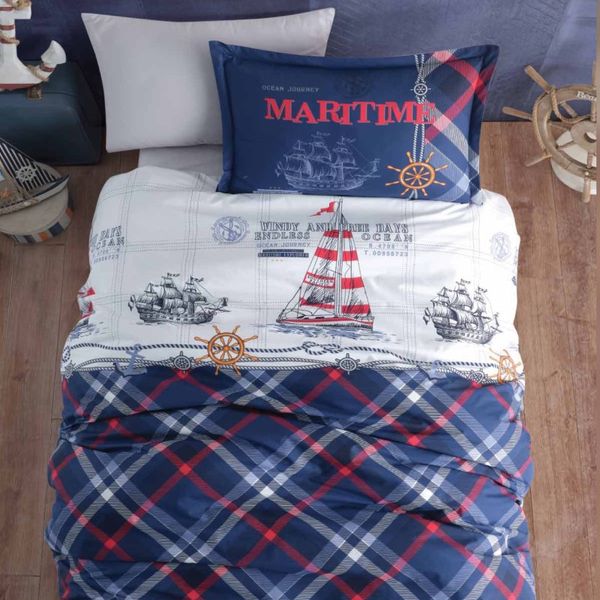 سرویس  کاورلحاف کلسی طرح Maritime تک نفره 3 تکه