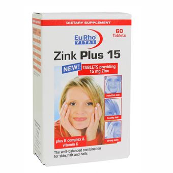 قرص زینک پلاس یوروویتال 15 میلی گرم بسته 60 عددی*987
