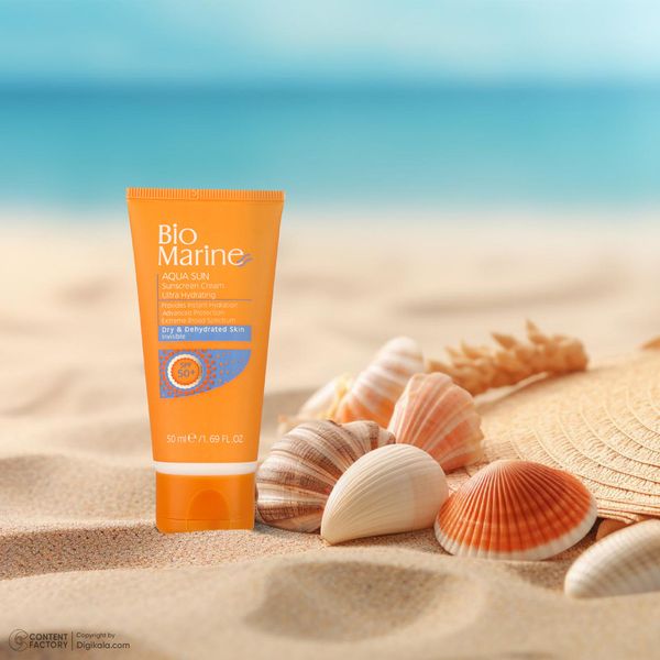 کرم ضدآفتاب بیرنگ بایومارین SPF50 مدل AQUA SUN، مناسب پوستهای خشک، حجم 50 میلیلیتر
