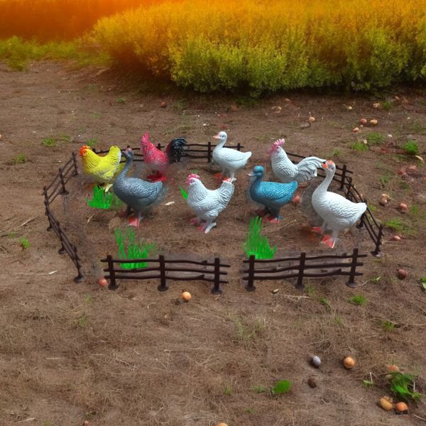 فیگور مدل مرغ و خروس مجموعه 20 عددی