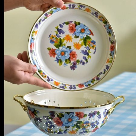 ست آبکش و بشقاب لعابی