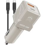 شارژر فندکی 60w دو پورت 1پورت PD دارای کابل دوسر گرین لاین GL-CC12 ( ضمانت اصالت - گارانتی طلایی تعویض ⭐)