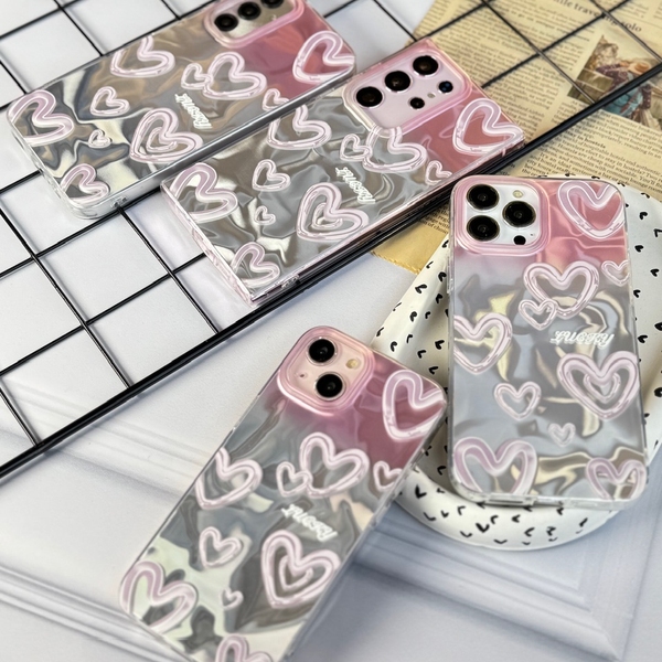 قاب قلب صدفی صورتی /  آیفون ، سامسونگ ، شیائومی / (کدC1838)