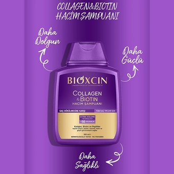 شامپو ضد ریزش و حجم دهنده بیوتین و کلاژن مناسب انواع مو حجم  300 میلی لیتر