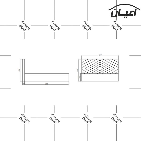 سرویس خواب دونفره اعیان مدل FH450 سایز 160x200 سانتی متر سه تکه