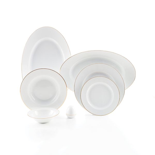 سرویس غذاخوری 28 پارچه 6 نفر چینی زرین ایران مدل ایتالیا اف زرین یک خط طلا درجه یک