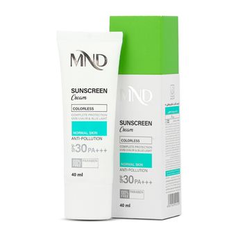 کرم ضدآفتاب با فاکتور حفاظتی 30 (SPF 30) مناسب پوست معمولی ام ان دی 40 میلی‌لیتر mnd