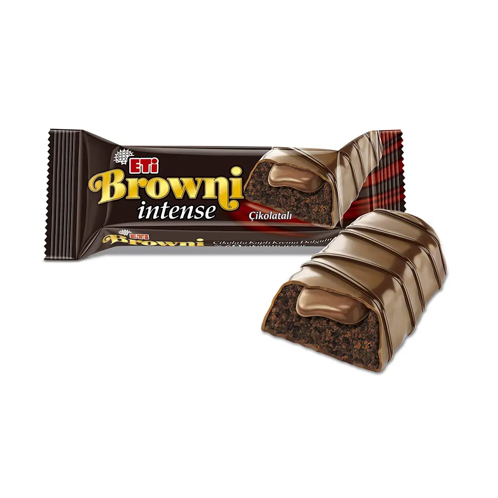 کیک براونی شکلاتی اتی eti مدل intense با مغز کرم شکلاتی فندقی وزن 48 گرم - بسته 20 عددی