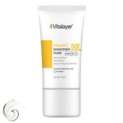 فلوئید ضدآفتاب بدون رنگ ویتامین C ویتالیر مناسب انواع پوست 50 میلیلیتر