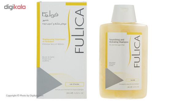 شامپو تقویتکننده مو فولیکا مخصوص موهای خشک و آسیبدیده، حجم 200 میلیلیتر مدل Nourishing And Hydrating، حاوی کراتین و ترکیبات ن