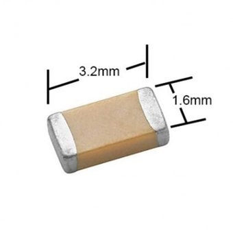 خازن 820 میکرو فاراد SMD سایز 1206 بسته 20 عددی