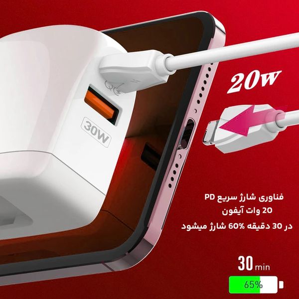 شارژر دیواری 30 وات هیسکا مدل H-115PD با گارانتی شرکتی